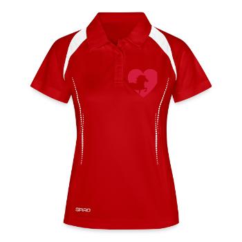Islandpferd - Frauen Polo atmungsaktiv - Weiß/Navy - Vorne