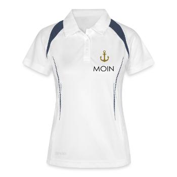 MOIN Anker 1-- - Frauen Polo atmungsaktiv - Weiß/Navy - Vorne