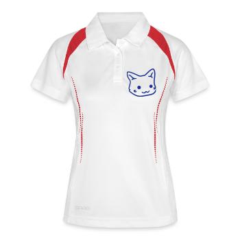 Jolie chatte Ayant l’air heureuse Joyeuse Souriante - Polo respirant Femme - blanc/marine - Devant