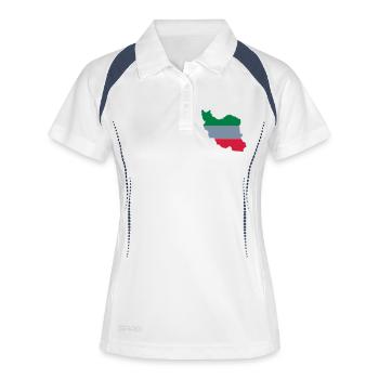 iran_flagg - Frauen Polo atmungsaktiv - Weiß/Navy - Vorne