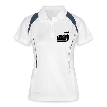 Burger - Fast Food - Frauen Polo atmungsaktiv - Weiß/Navy - Vorne