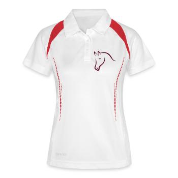 2541614 15141130 Pferdekopf - Frauen Polo atmungsaktiv - Weiß/Navy - Vorne