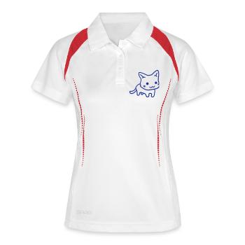 Jolie chatte Ayant l’air heureuse Joyeuse Souriante - Polo respirant Femme - blanc/marine - Devant