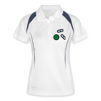 Pilules, médicaments, médicaments, médicaments - Polo respirant Femme - blanc/marine - Devant