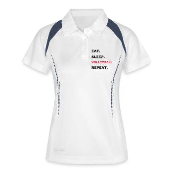 Sport Eat Sleep Volleyball Repeat - Polo respirant Femme - blanc/marine - Devant