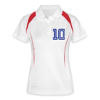 Number 10 - Frauen Polo atmungsaktiv - Weiß/Navy - Vorne