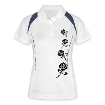 Rosenranke2 - Frauen Polo atmungsaktiv - Weiß/Navy - Vorne