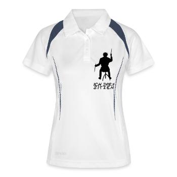ICH DARF SITZEN - Frauen Polo atmungsaktiv - Weiß/Navy - Vorne