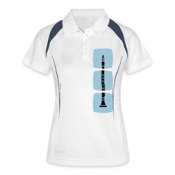 La clarinette dans la série des instruments à vent - Polo respirant Femme - blanc/marine - Devant