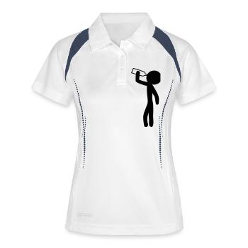 strichmaennchen_saufen - Frauen Polo atmungsaktiv - Weiß/Navy - Vorne