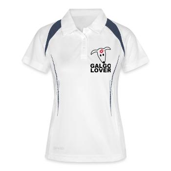 Galgolover - Frauen Polo atmungsaktiv - Weiß/Navy - Vorne