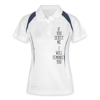 Sexist Feminist - Frauen Polo atmungsaktiv - Weiß/Navy - Vorne