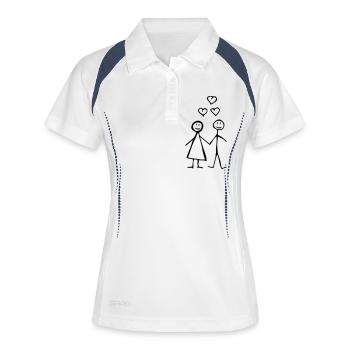 Couple en bande dessinée - Polo respirant Femme - blanc/marine - Devant