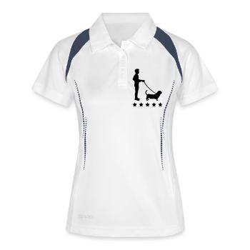 gassi_gehen_sterne_c1 - Polo respirant Femme - blanc/marine - Devant