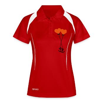 2 paires de couples en amour ancre coeur ballon - Polo respirant Femme - blanc/marine - Devant