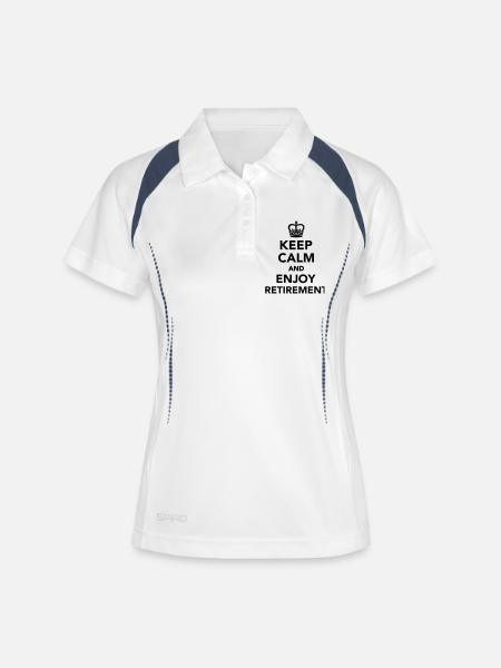 Keep calm and enjoy Retirement - Polo respirant Femme - blanc/marine