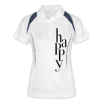 happy_T-Shirt - Frauen Polo atmungsaktiv - Weiß/Navy - Vorne