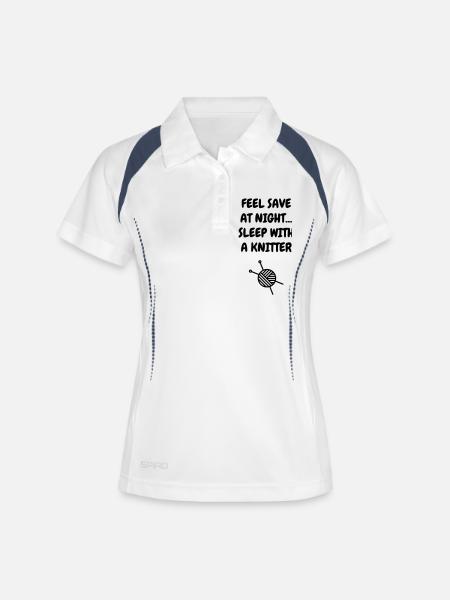 Knitting - Knit - Knitter - Stricken - Tricot - Women's Polo breathable - white/navy