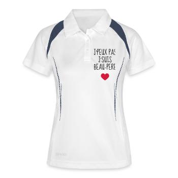 Beau Père - Papa - Fête des Peres - Enfant - Bébé - Polo respirant Femme - blanc/marine - Devant