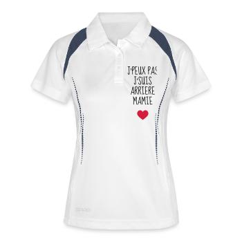 Arrière Mamie / Mamy / Grand Mère / Famille - Polo respirant Femme - blanc/marine - Devant
