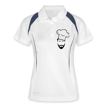 cook design - Frauen Polo atmungsaktiv - Weiß/Navy - Vorne