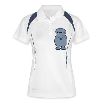 Dicker süßer Fettsack - Frauen Polo atmungsaktiv - Weiß/Navy - Vorne