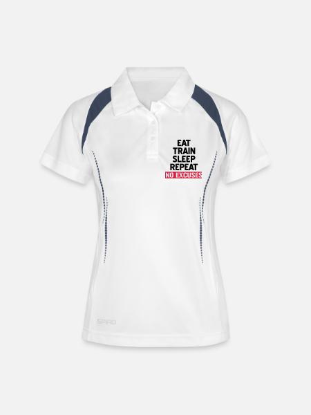 Eat train sleep repeat - No excuses - Women's Polo breathable - white/navy