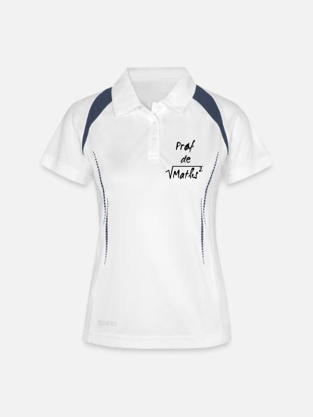 Prof de maths - Polo respirant Femme - blanc/marine