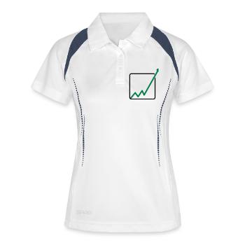 gewinn durch die decke linie diagramm pfeil aufste - Frauen Polo atmungsaktiv - Weiß/Navy - Vorne