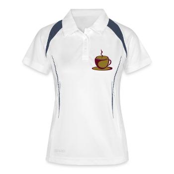 tasse cafe fume soupiere 802 - Polo respirant Femme - blanc/marine - Devant