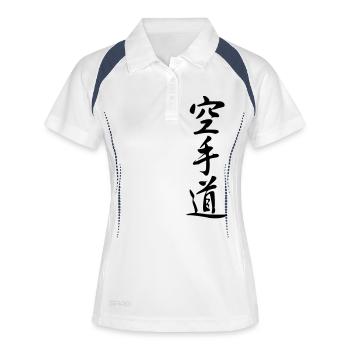 Karate - Frauen Polo atmungsaktiv - Weiß/Navy - Vorne