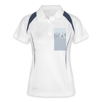 DROP THE BEAT Dubstep Acid Techno Tech House - Frauen Polo atmungsaktiv - Weiß/Navy - Vorne