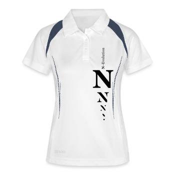 N - Frauen Polo atmungsaktiv - Weiß/Navy - Vorne