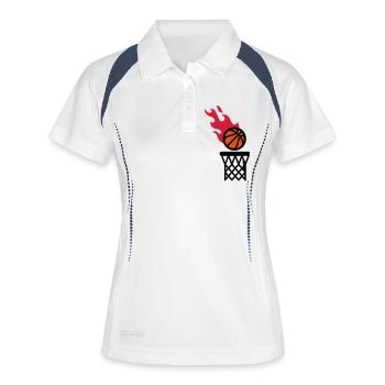 feu de basket - Polo respirant Femme - blanc/marine - Devant