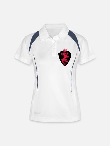 Wappen Krone Leo Lilie - Frauen Polo atmungsaktiv - Weiß/Navy