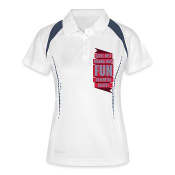 wanna have fundamental rights - Frauen Polo atmungsaktiv - Weiß/Navy - Vorne