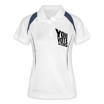 votre vote compte citation - Polo respirant Femme - blanc/marine - Devant