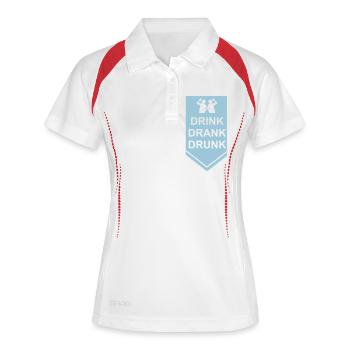 drink drank drunk Zitat - Frauen Polo atmungsaktiv - Weiß/Navy - Vorne