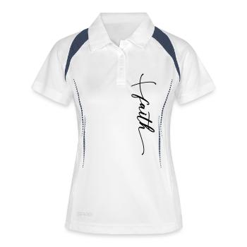 Croix de foi cursive - Polo respirant Femme - blanc/marine - Devant