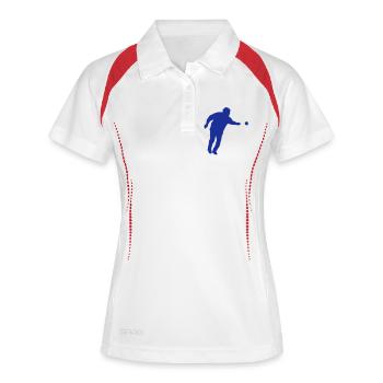Lyon Ball Spieler tireur1 - Frauen Polo atmungsaktiv - Weiß/Navy - Vorne