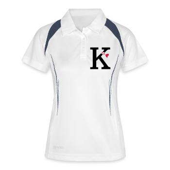 Capital lettre K avec des coeurs - Polo respirant Femme - blanc/marine - Devant