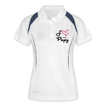 J'aime mon Papy / Grand-Père / Naissance / Bébé - Polo respirant Femme - blanc/marine - Devant