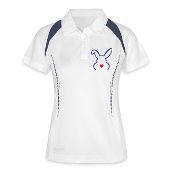 Ostern - Osterhase Silhouette Kopf Herz - Frauen Polo atmungsaktiv - Weiß/Navy - Vorne