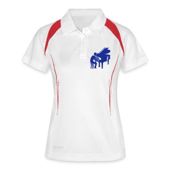 Klavier Tasten Instrument Spielen Klassische Musik - Frauen Polo atmungsaktiv - Weiß/Navy - Vorne