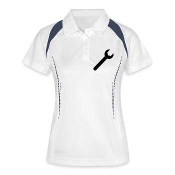 clef,Outil,Marteau,Pince,travail - Polo respirant Femme - blanc/marine - Devant