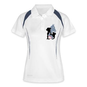 Haustiere Herz klein little Heart - Frauen Polo atmungsaktiv - Weiß/Navy - Vorne