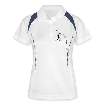 Kletterer an Felswand - Frauen Polo atmungsaktiv - Weiß/Navy - Vorne