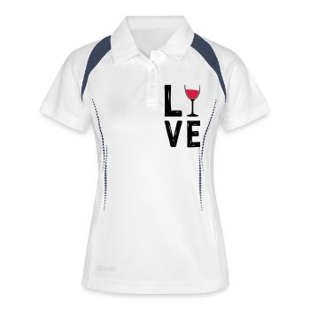 Wein Wine Love Liebe Weinglas 2c - Frauen Polo atmungsaktiv - Weiß/Navy - Vorne