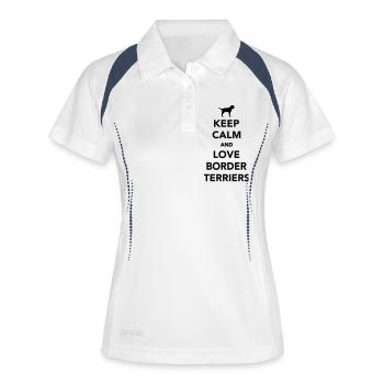 Border Terrier - Frauen Polo atmungsaktiv - Weiß/Navy - Vorne