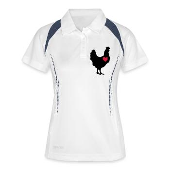 chicken_love_2 - Frauen Polo atmungsaktiv - Weiß/Navy - Vorne